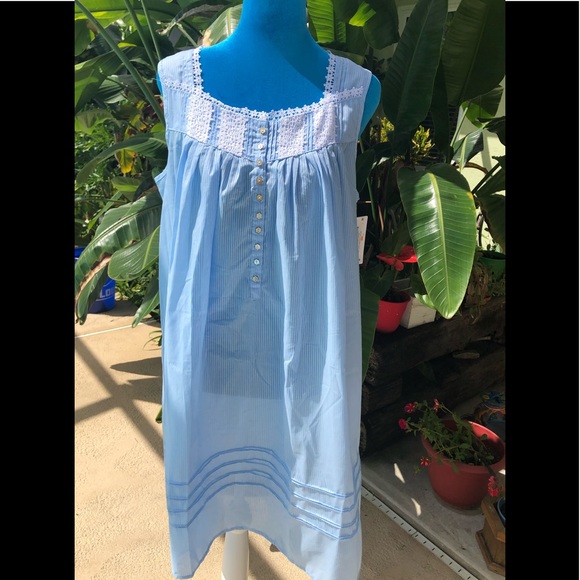 NWT EILEEN WEST 100% cotton blue knee length gown